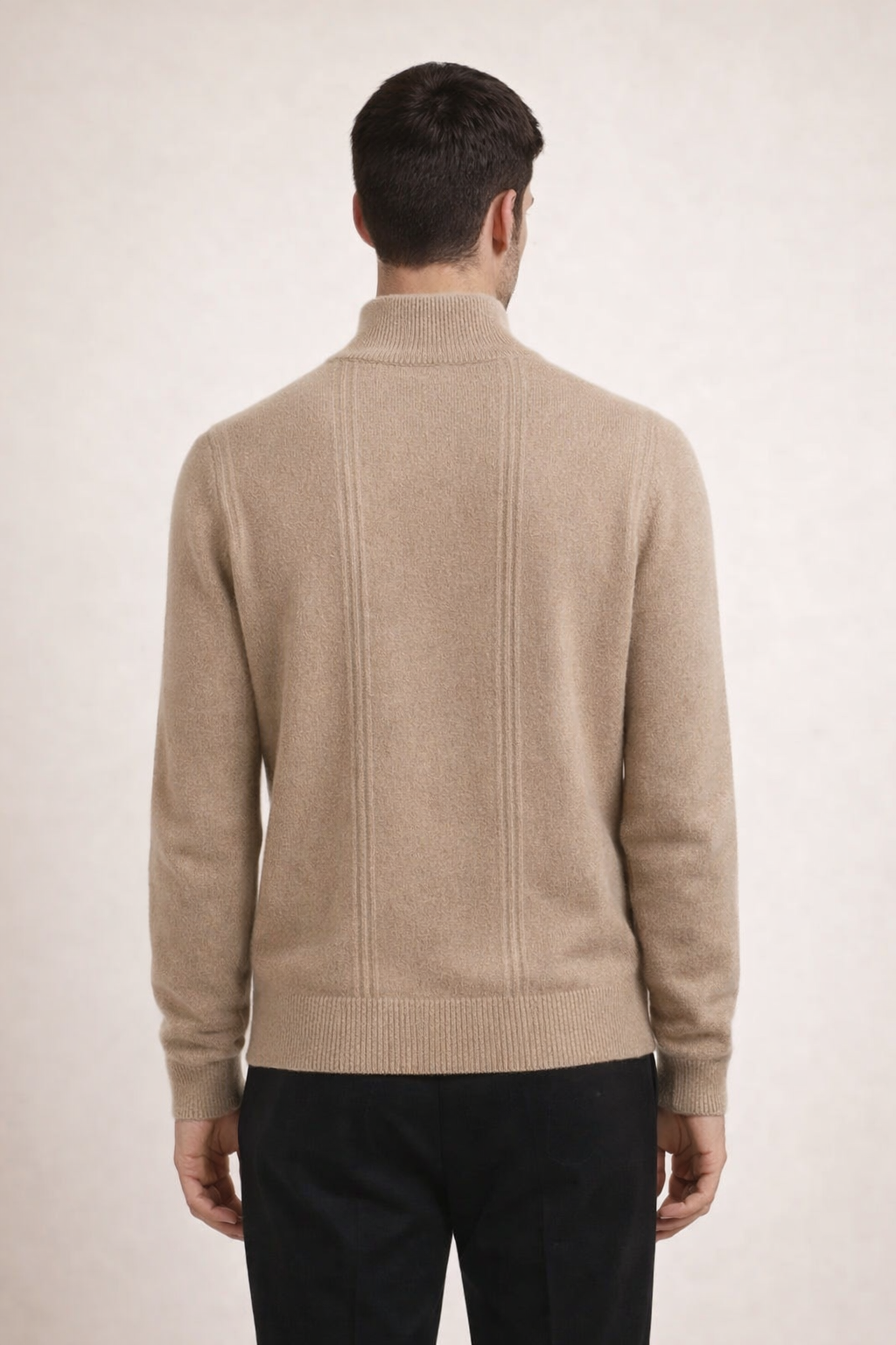 Ribbed Quarter Zip Sand