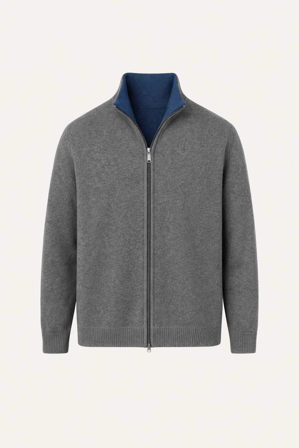 Reversible Zip Knit Navy & Gray