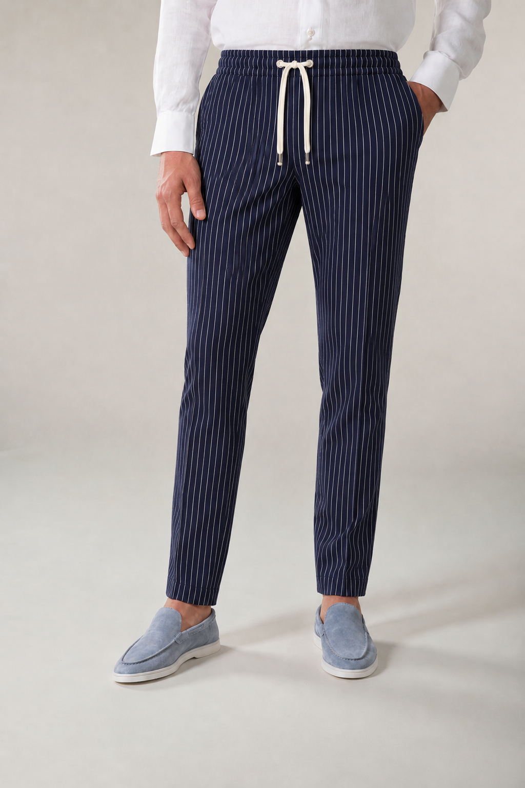Amalfi Linen Stripe Pants Black