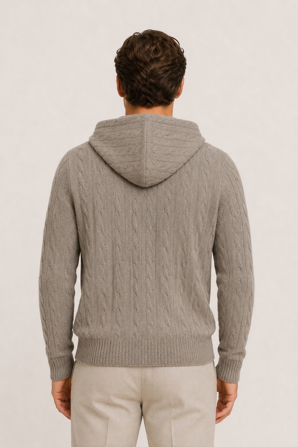 Hooded Cable Knit Gray