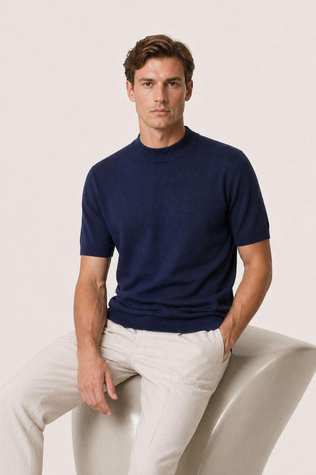 Azure Knit Tee Navy