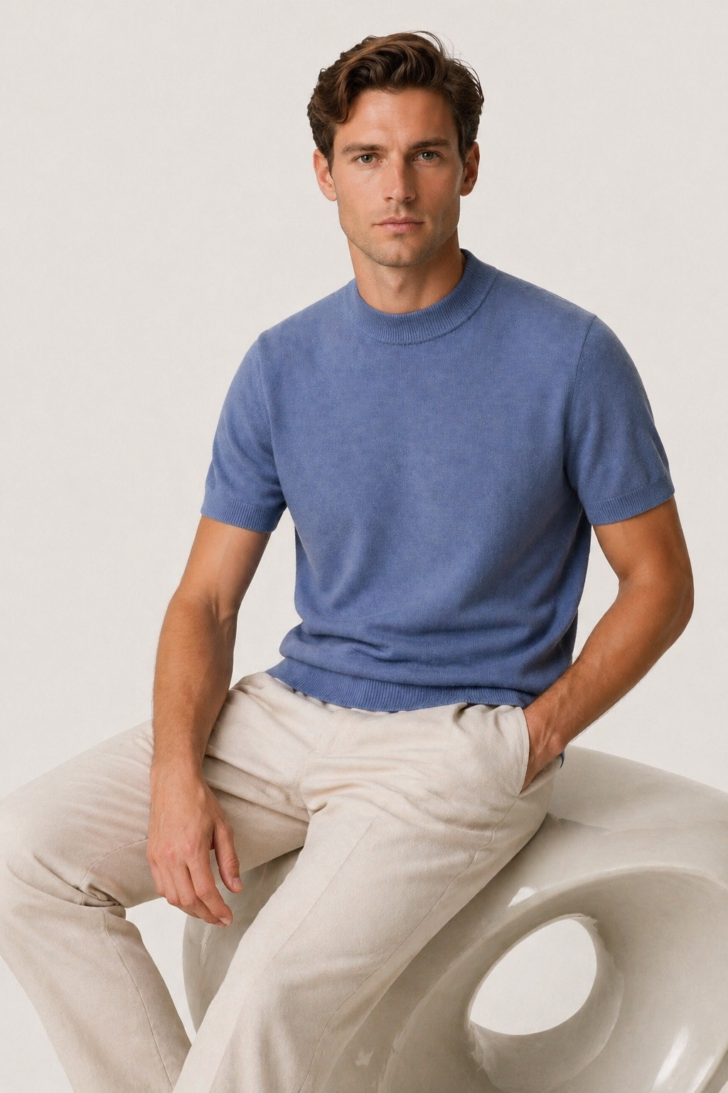Azure Knit Tee Blue