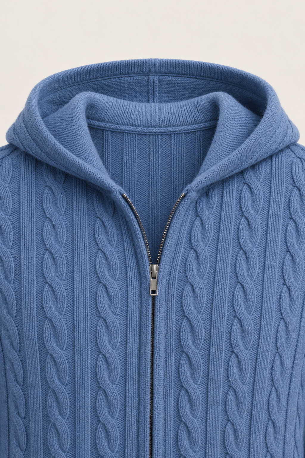 Hooded Cable Knit Royal Blue
