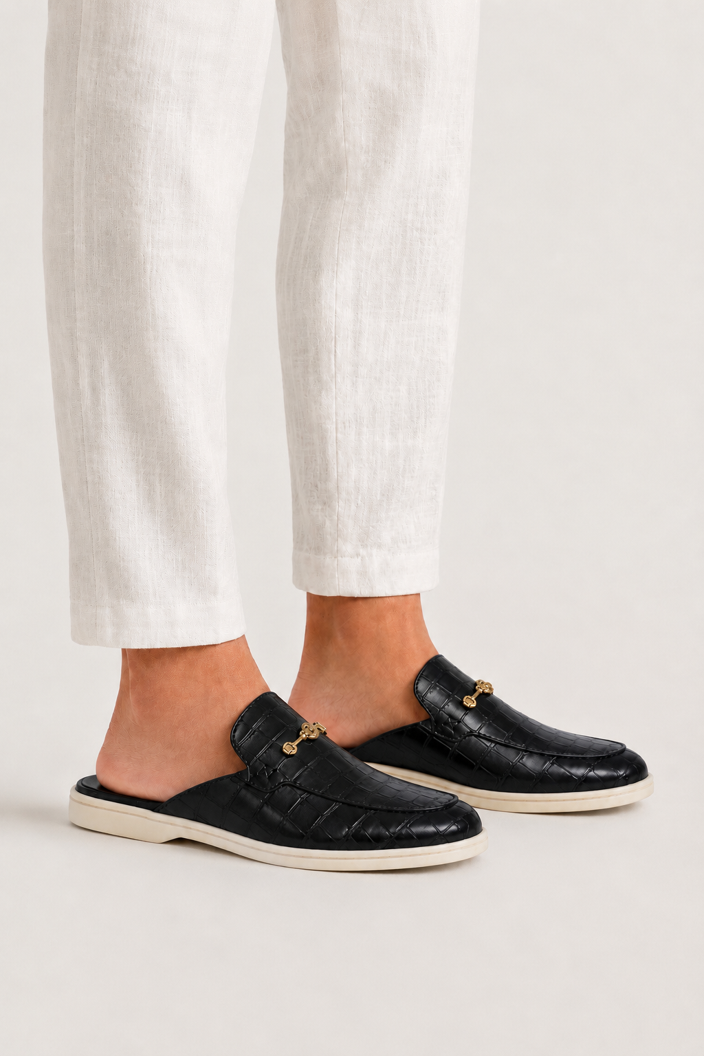Croco Mule Gloss Black