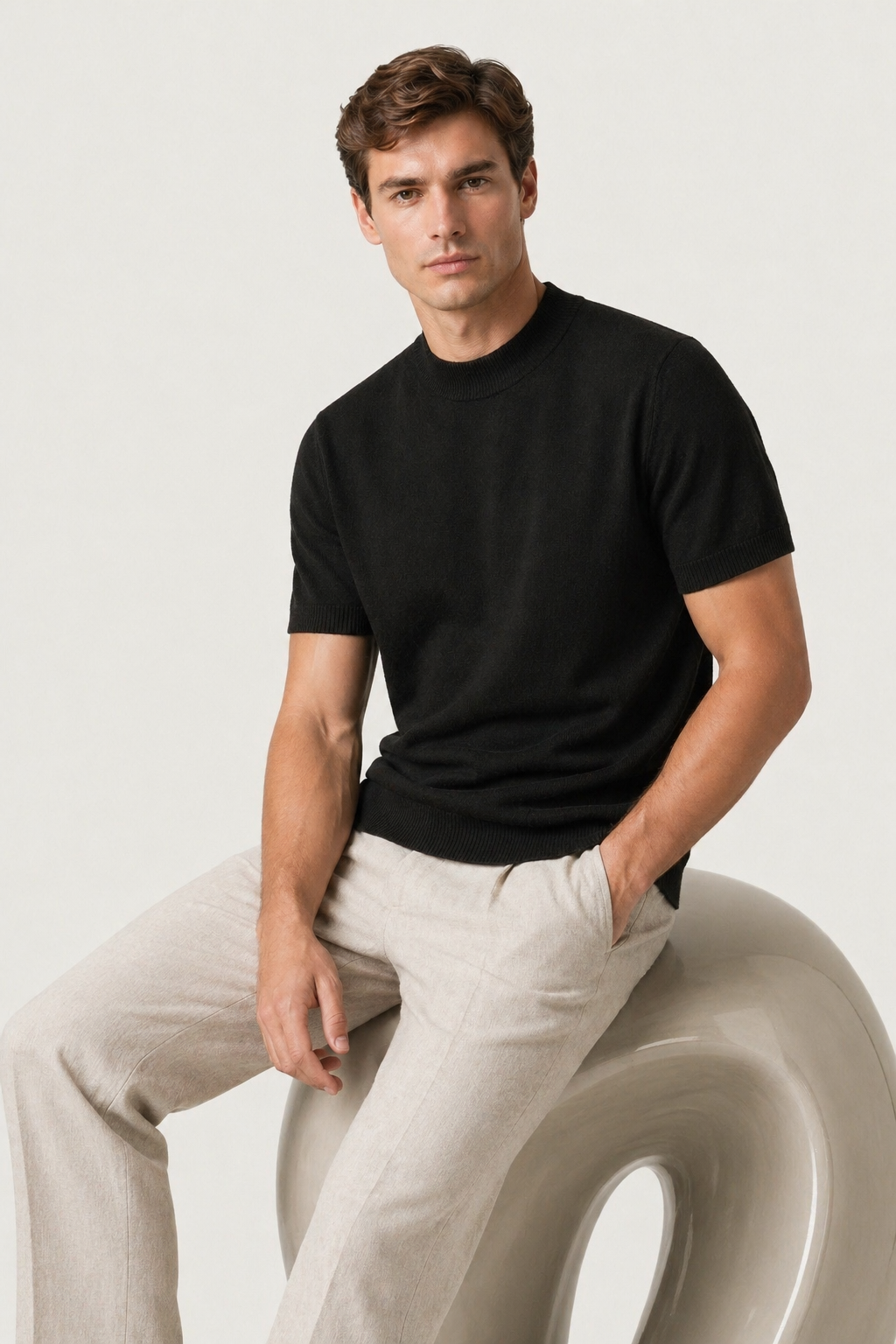 Azure Knit Tee Black