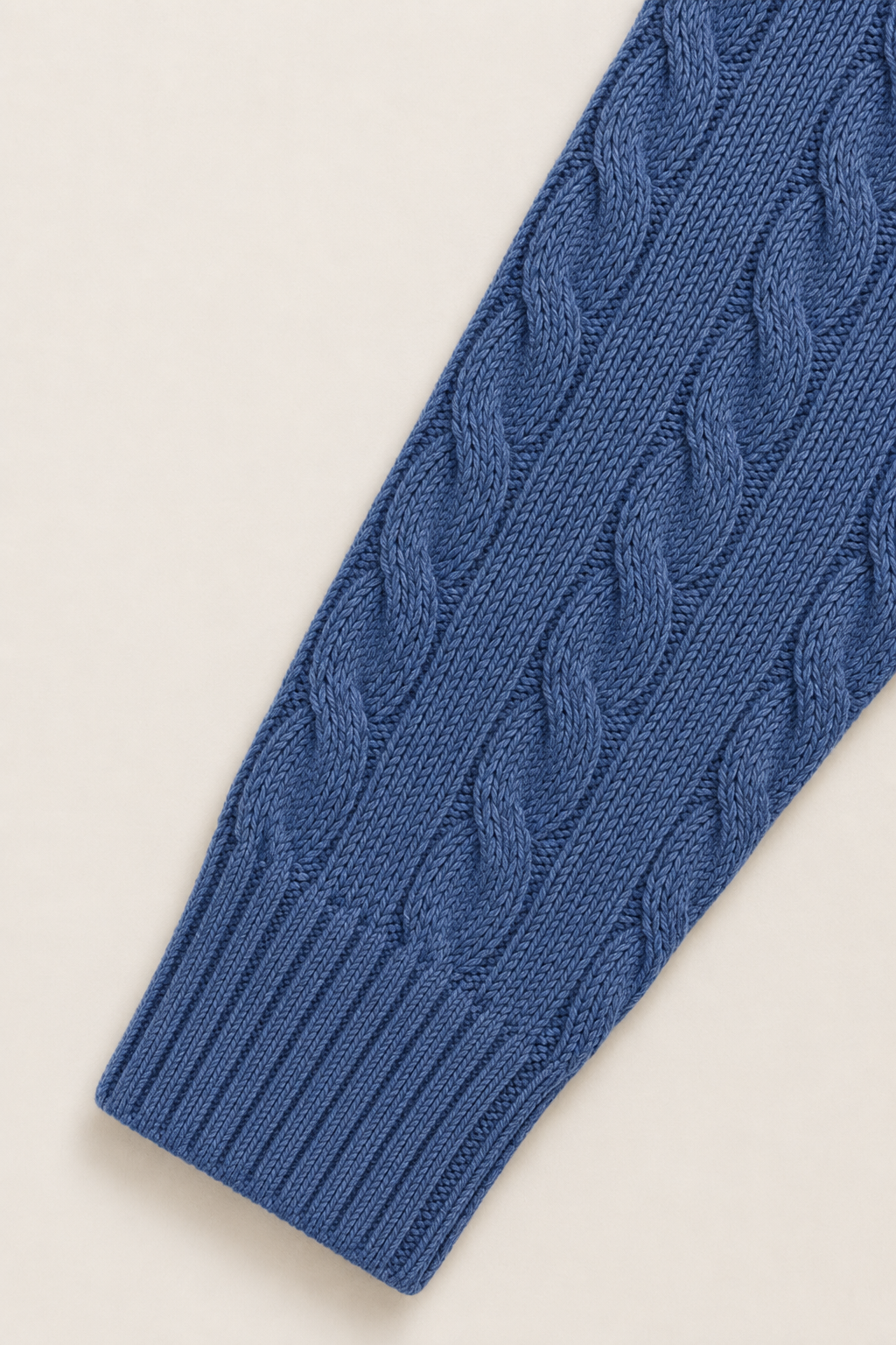 Classic Cable Quarter Zip Demin Blue