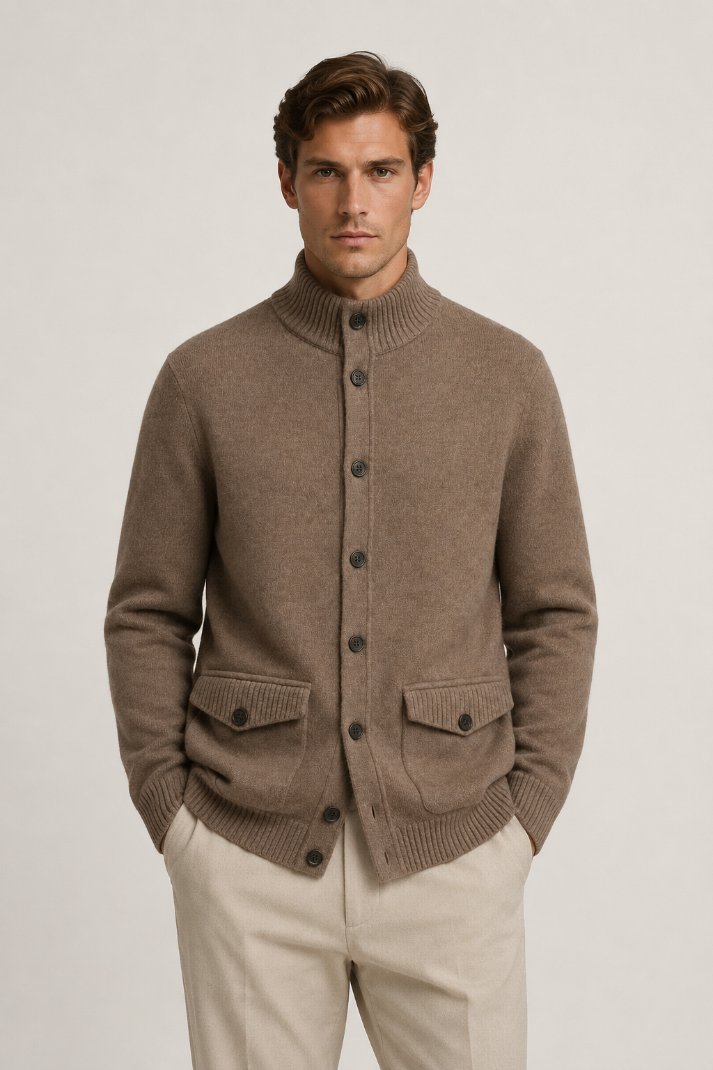 Knit Button Cardigan Mocha