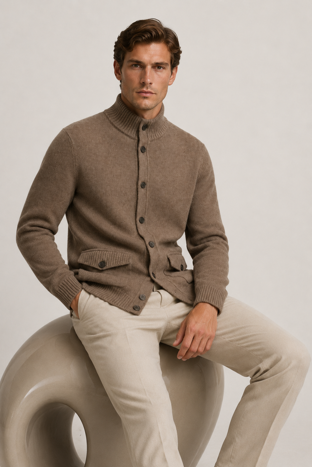 Knit Button Cardigan Mocha