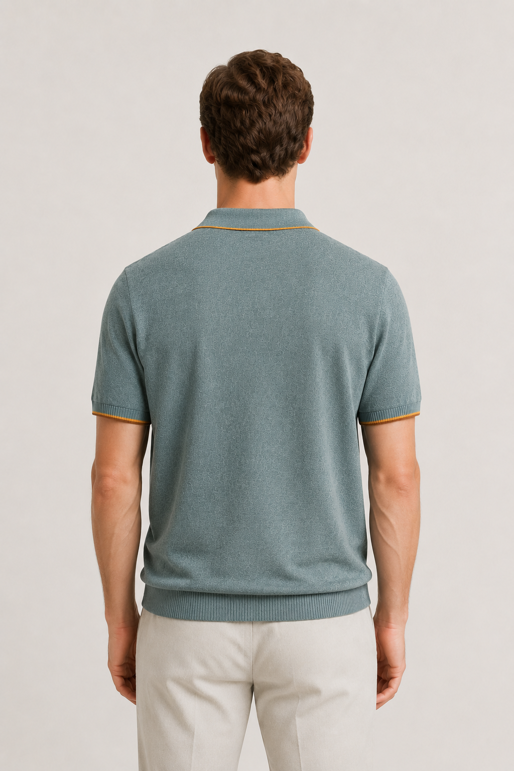 Fine Striped Knit Polo Light Green