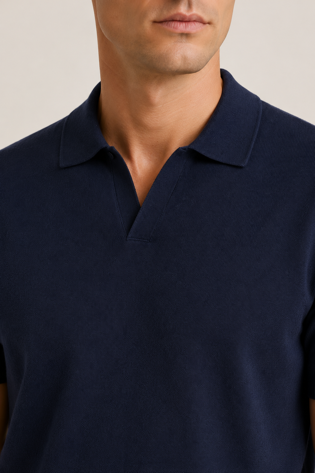 Classic Buttonless Polo – Navy