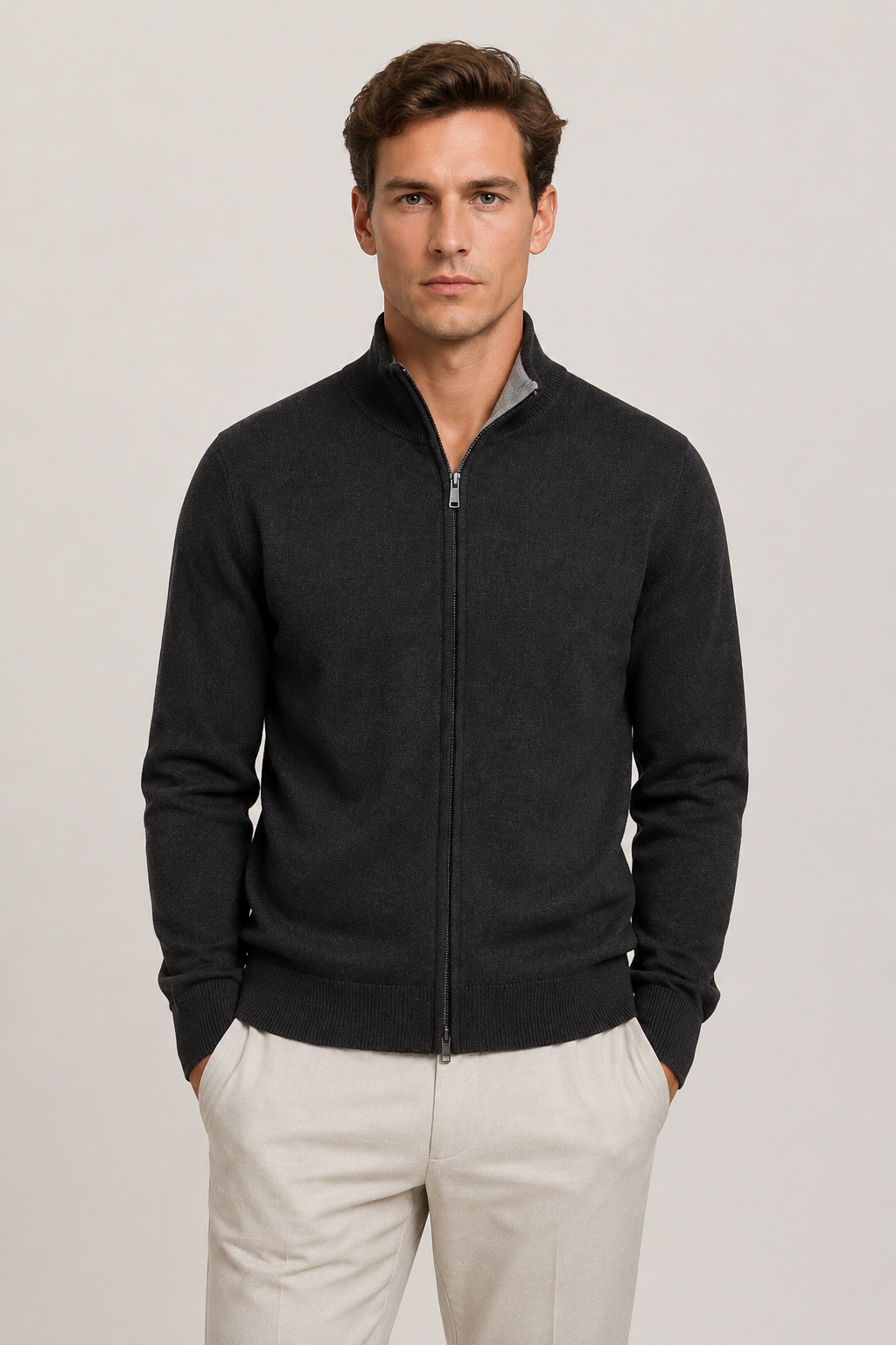 Reversible Zip Knit Black & Gray