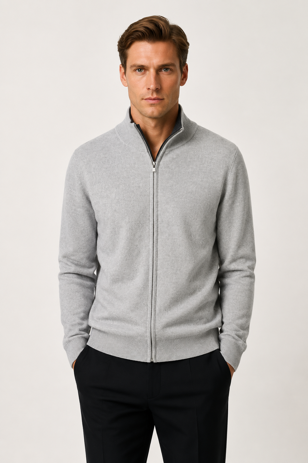 Reversible Zip Knit Black & Gray
