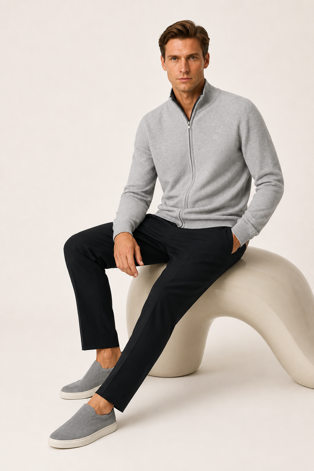 Reversible Zip Knit Black & Gray