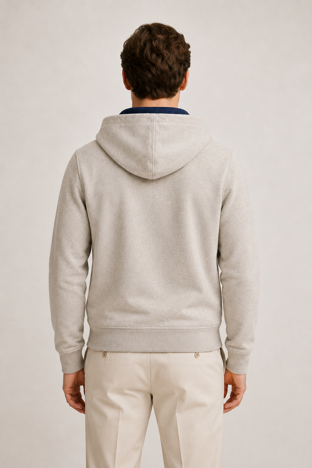 Reversible Hooded Zip Knit Gray & Blue