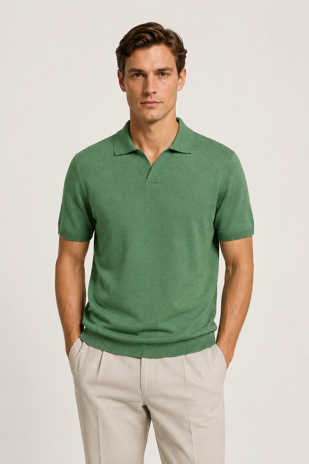 Classic Buttonless Polo – Green