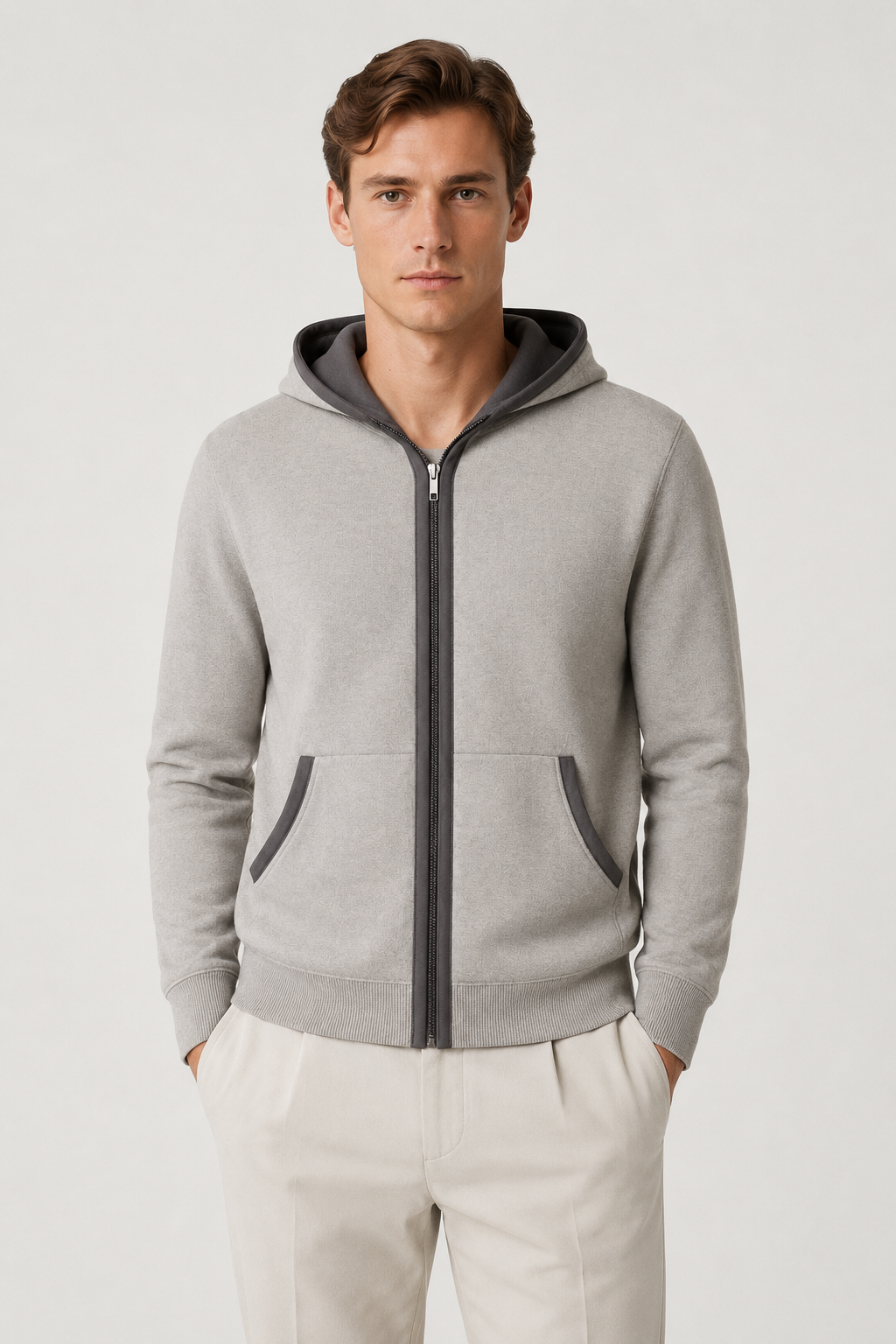 Hooded Cardigan Grey / Light Grey