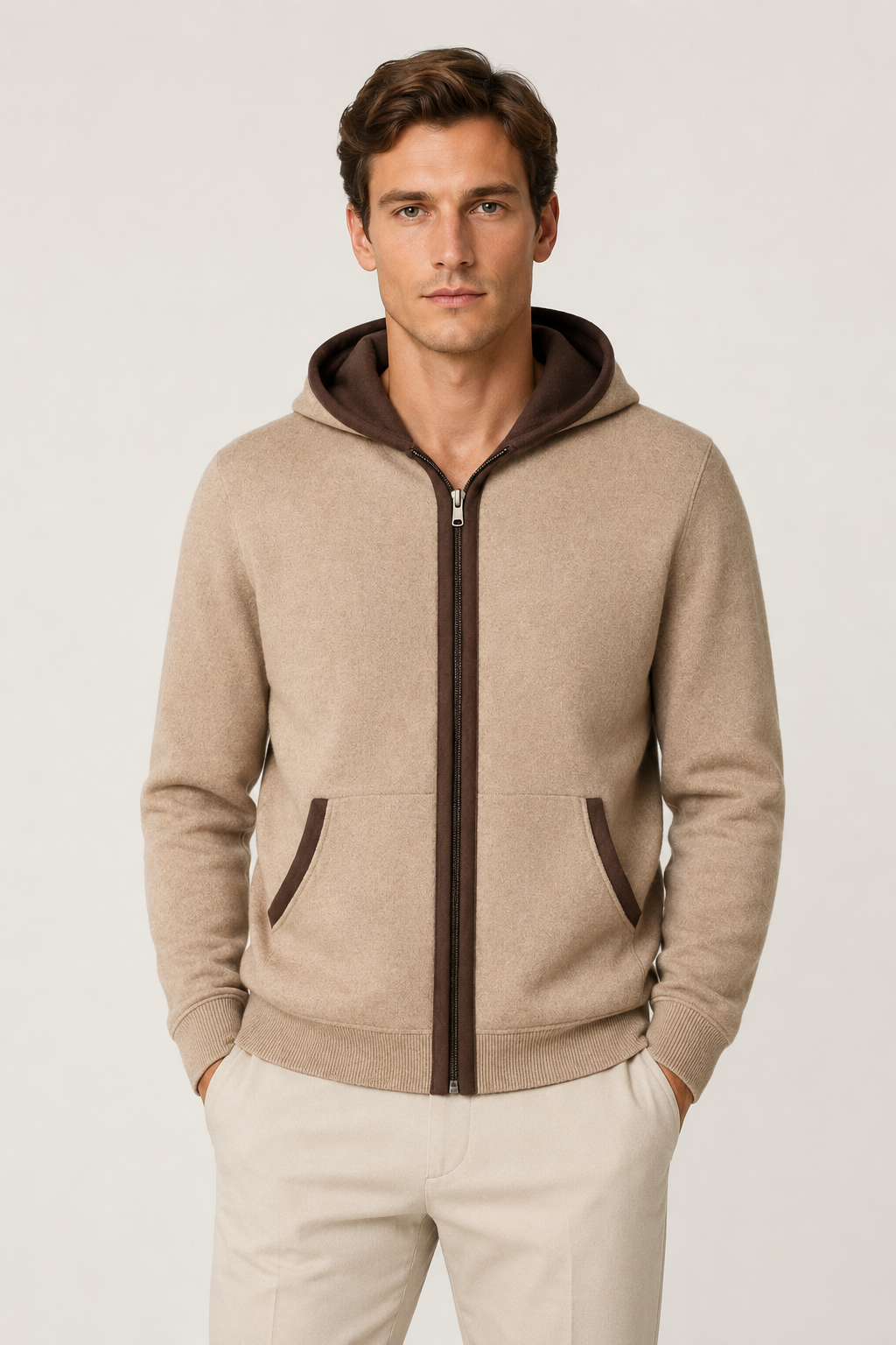 Hooded Cardigan Brown / Dark Brown