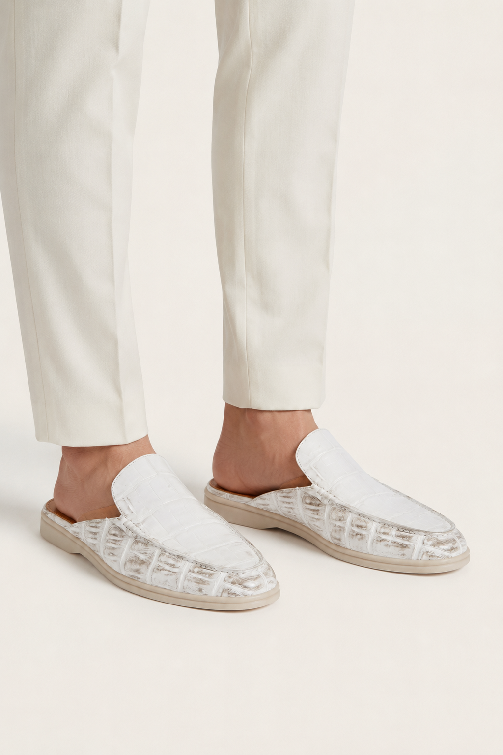 Croco Mule Yacht White
