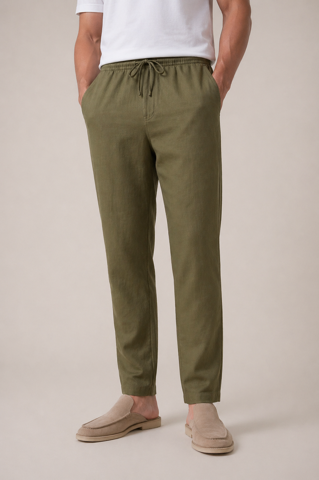 Linen Bayside Trousers Olive