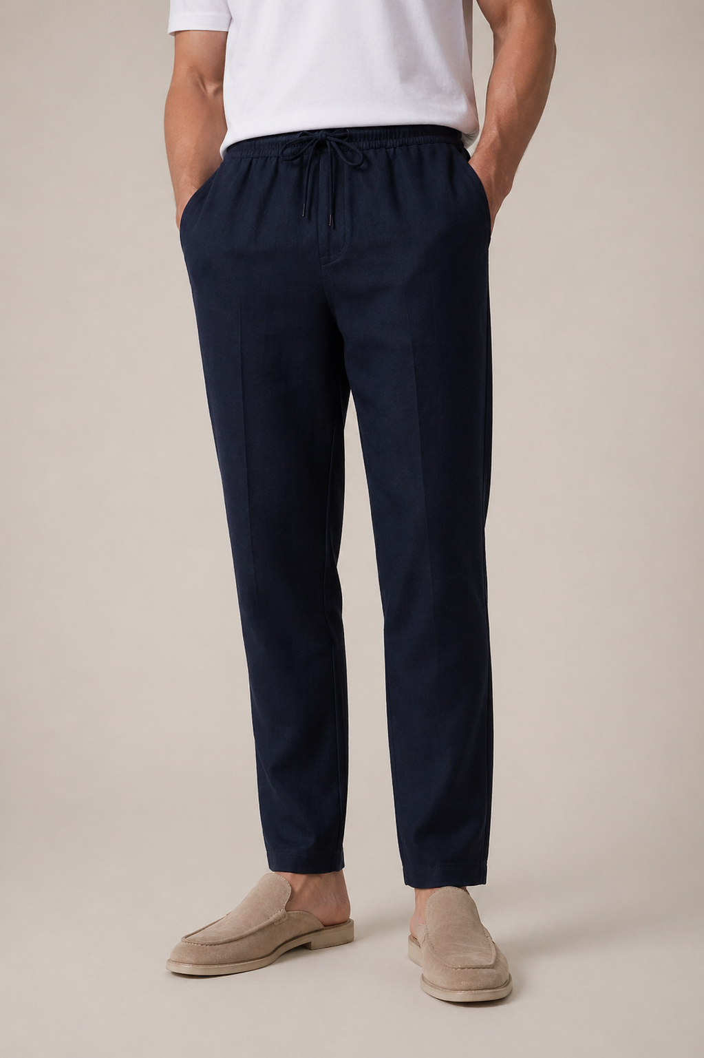 Linen Bayside Trousers Navy
