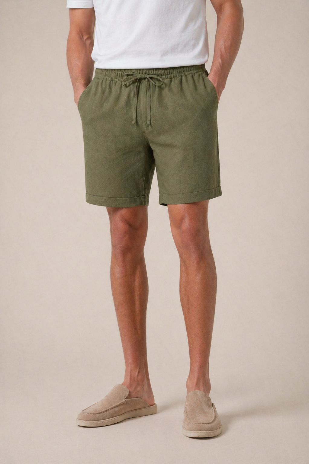 Olive Linen Bayside Shorts