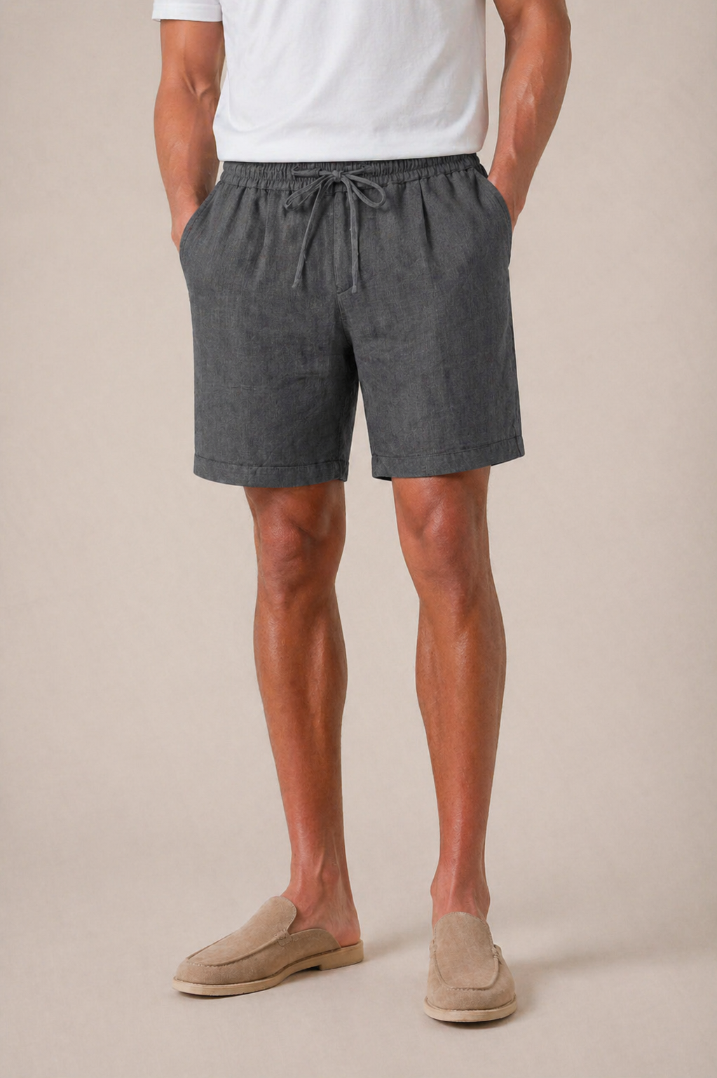 Gray Linen Bayside Shorts