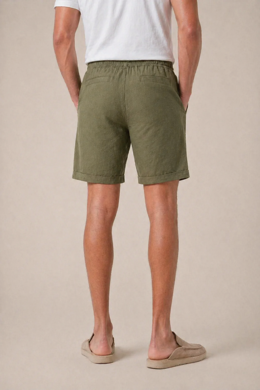 Olive Linen Bayside Shorts