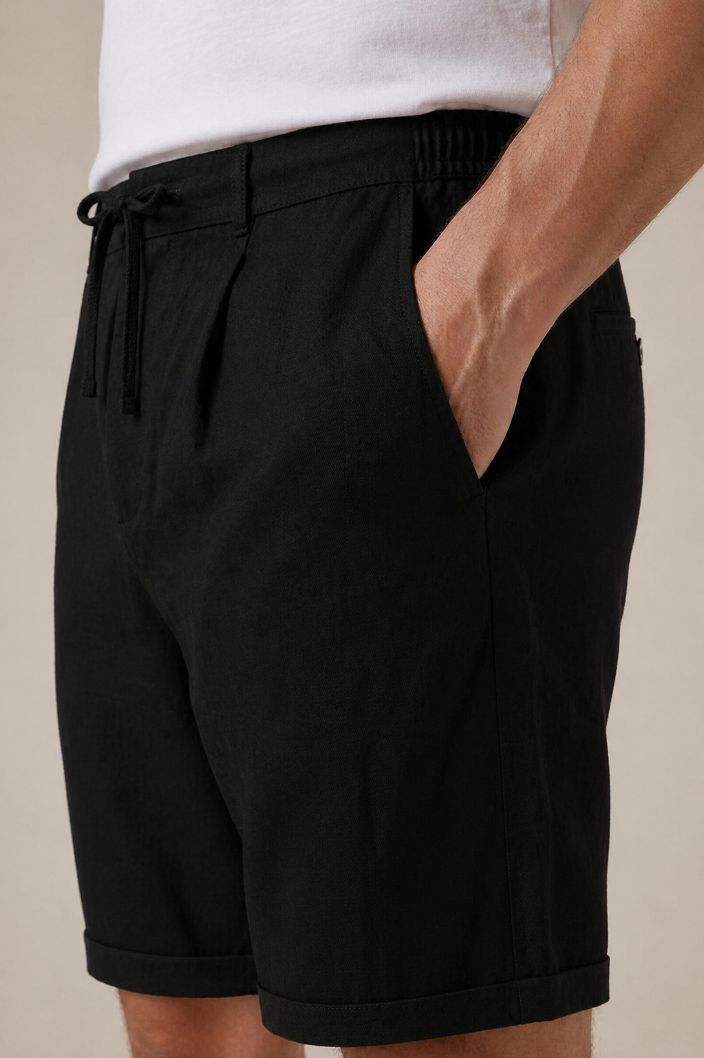 Black Linen Bayside Shorts