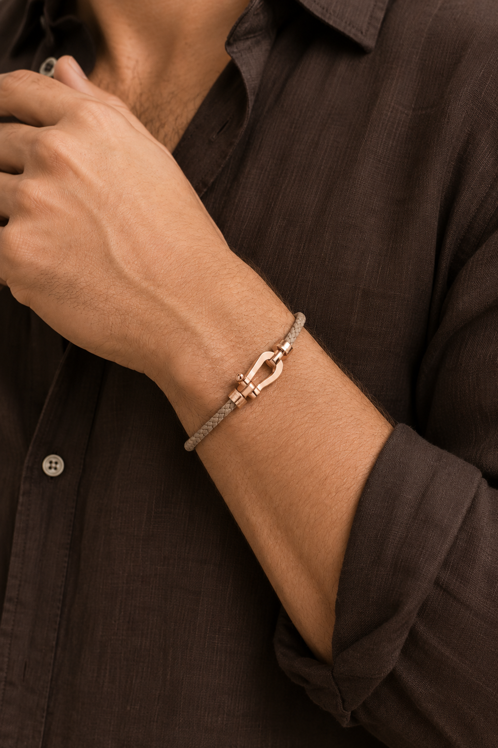 Aurelio Bracelet Light Brown / Rose Gold