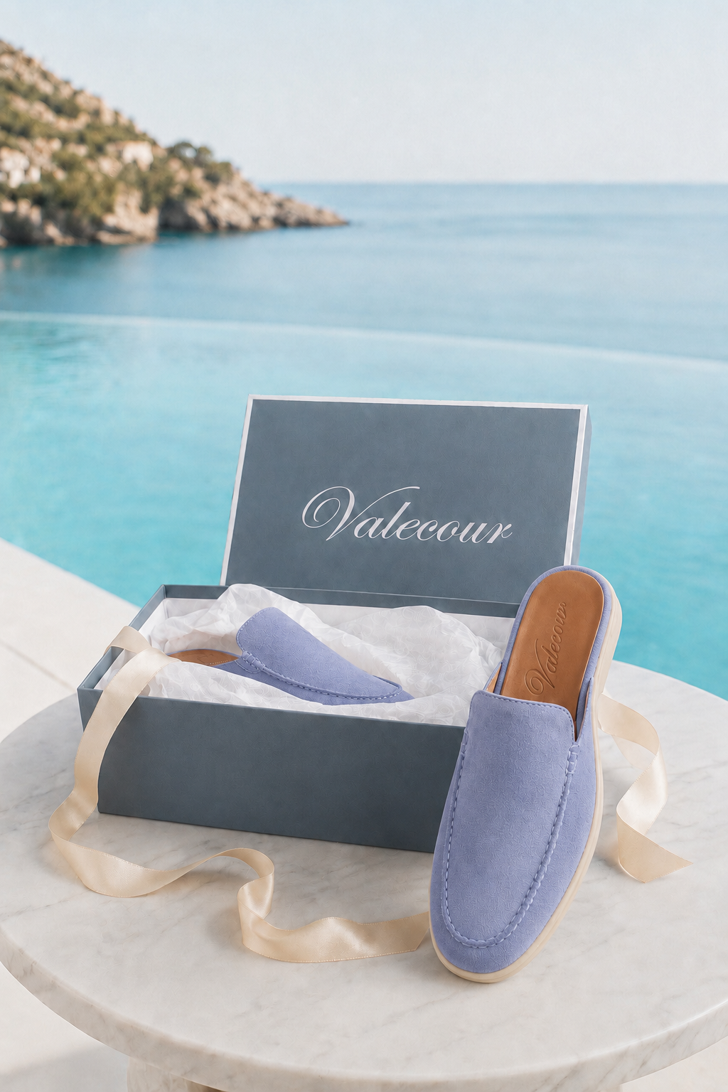 Ancestral Suede Mule Baby Blue