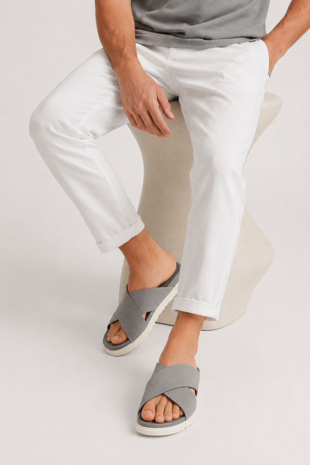 Valerio Slide Silver Gray