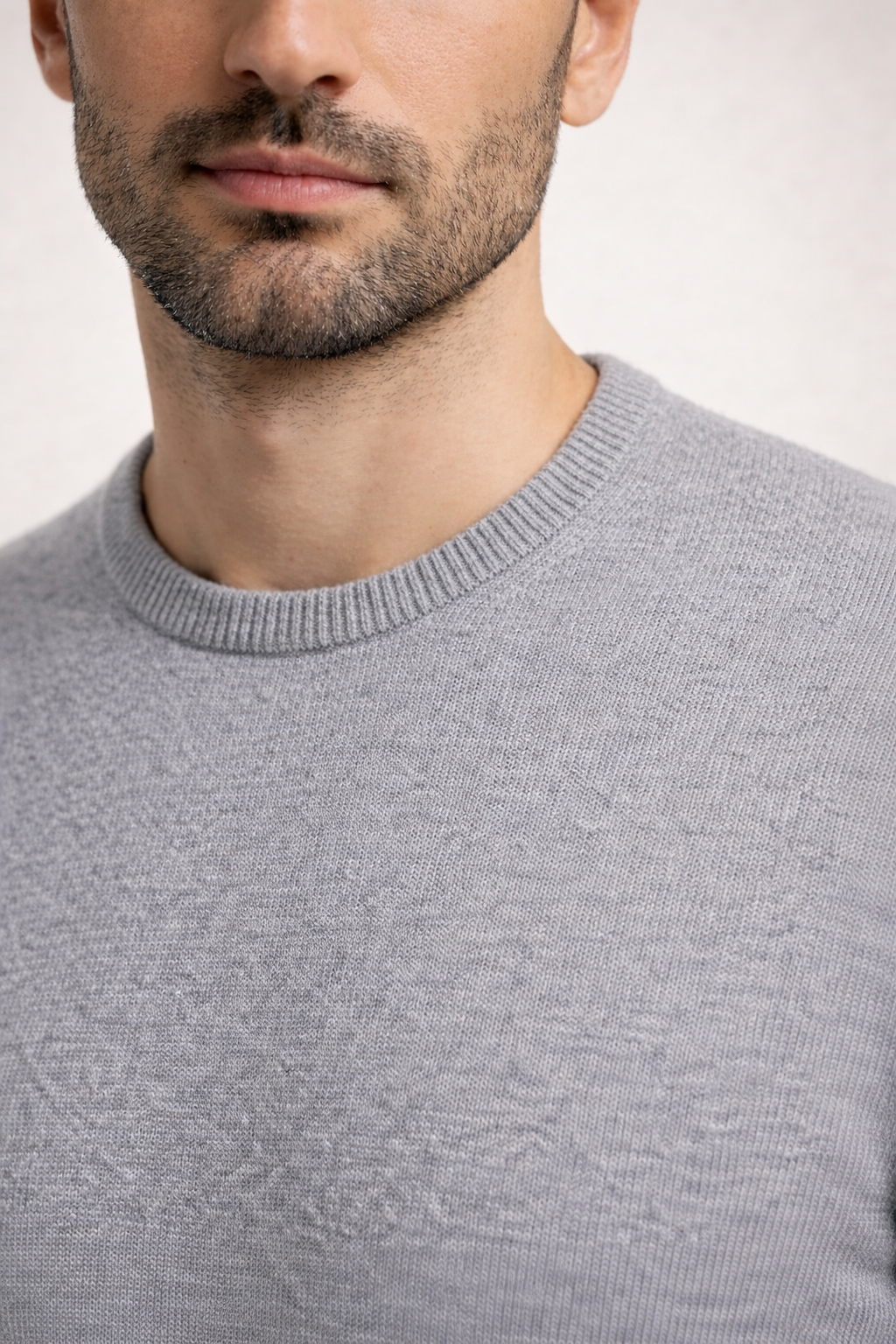 Fine Wool Crewneck Light Grey