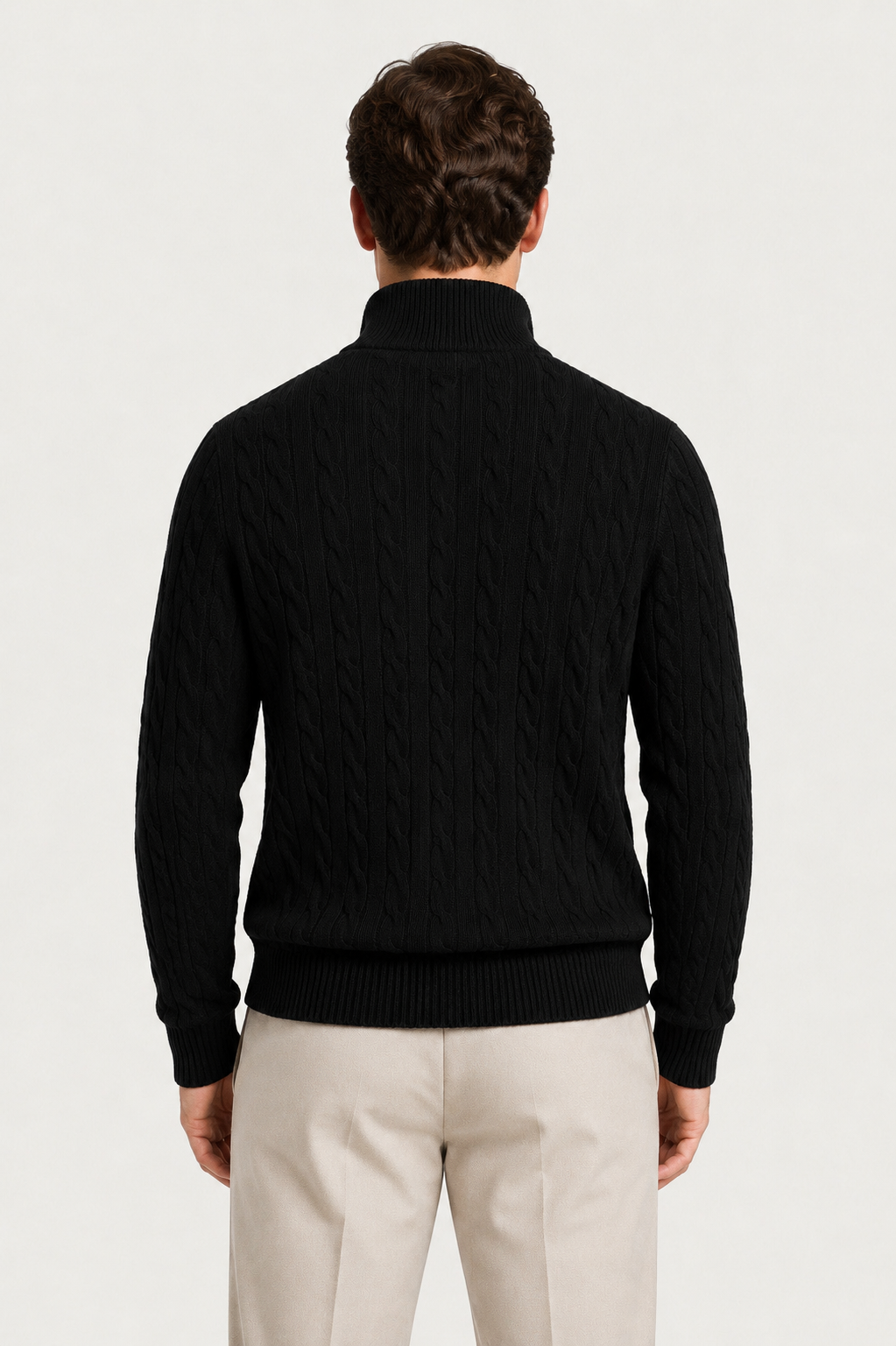 Classic Cable Quarter Zip Black