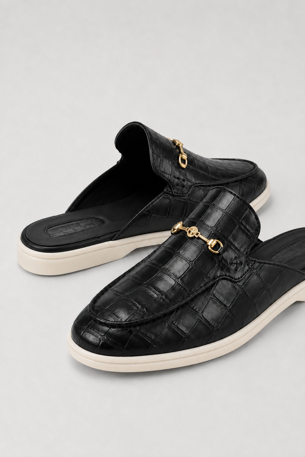 Croco Mule Gloss Black