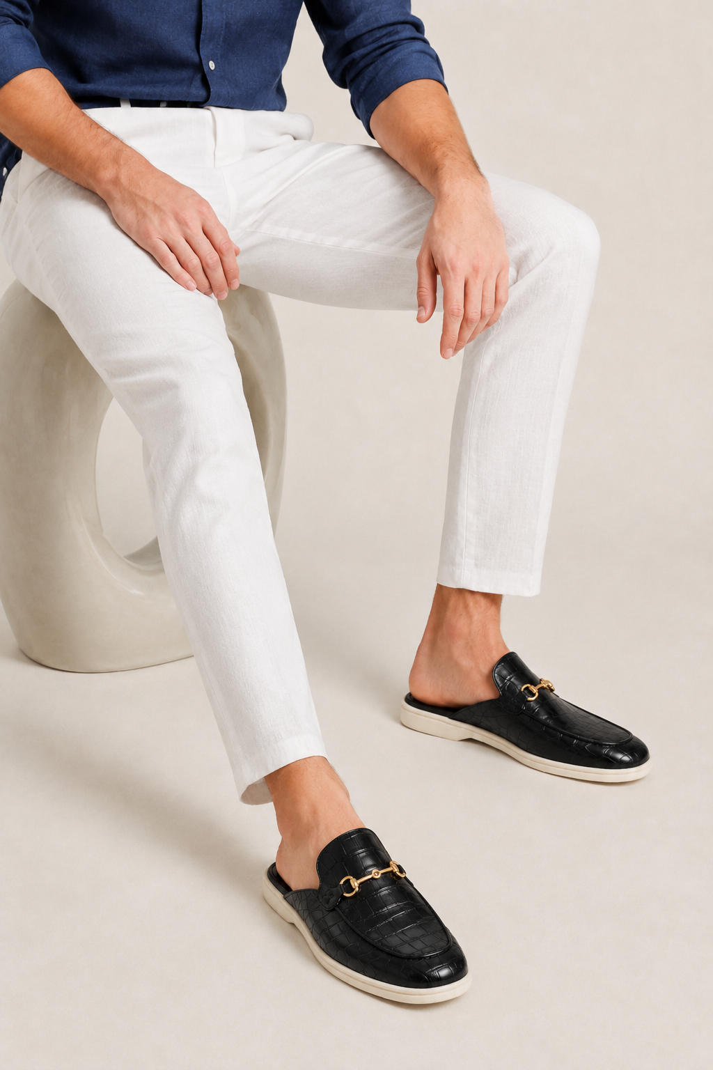 Croco Mule Gloss Black