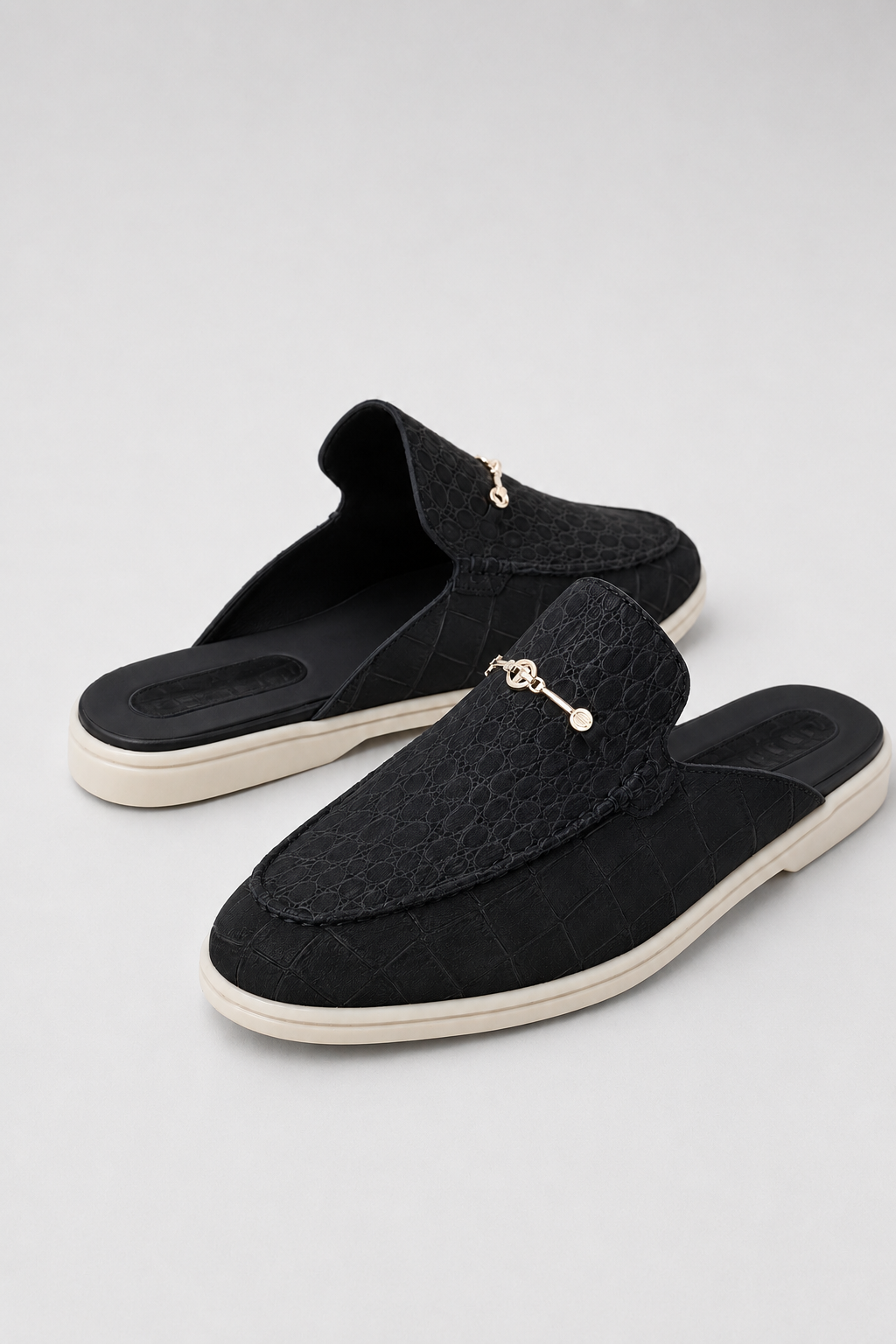 Croco Mule Matte Black
