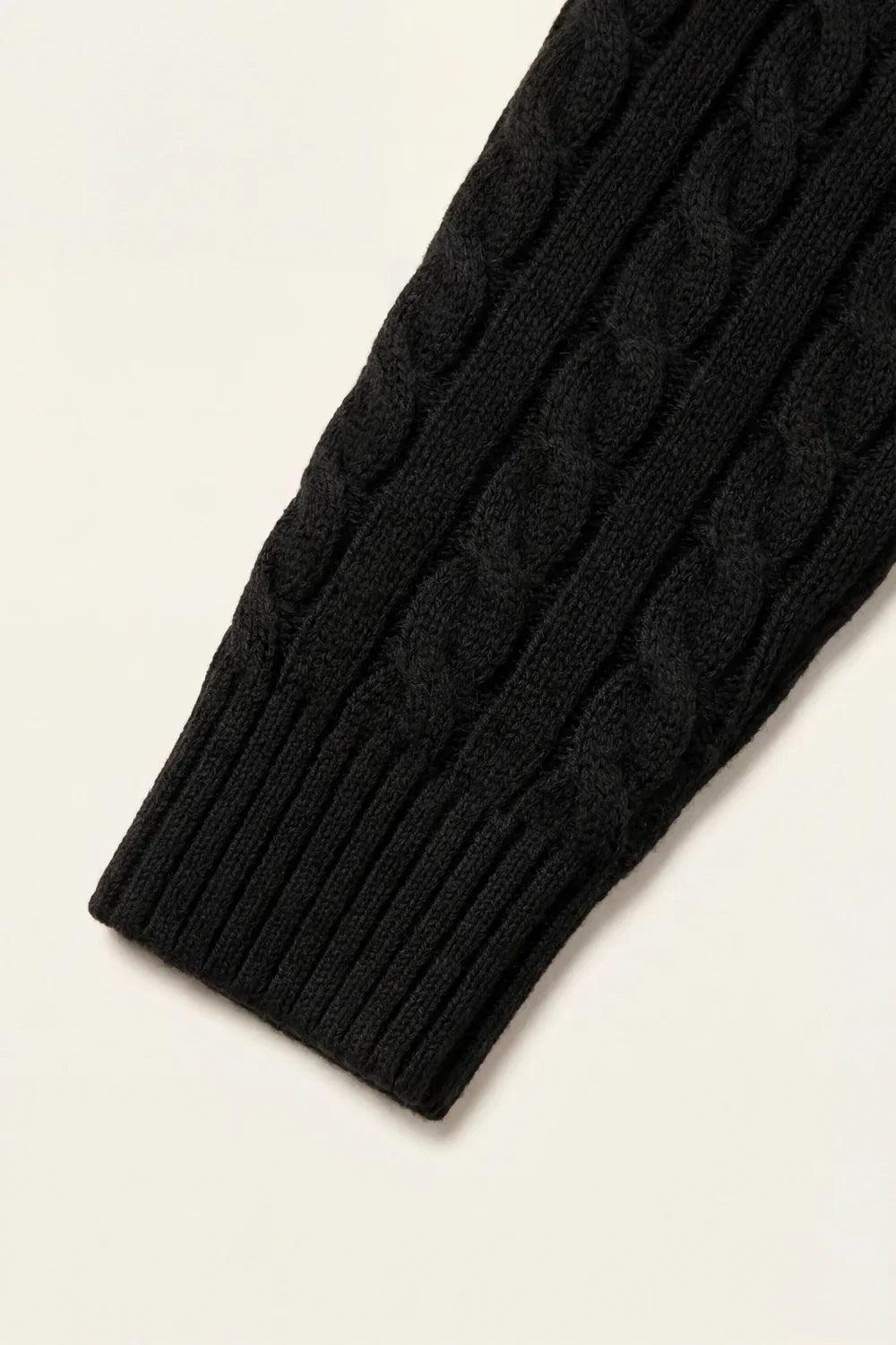 Classic Cable Quarter Zip Black