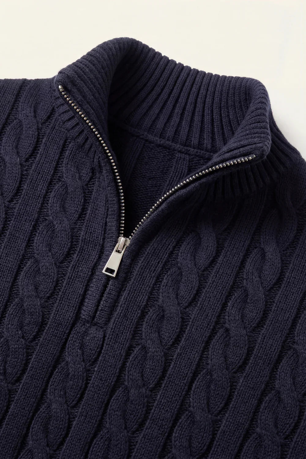 Classic Cable Quarter Zip Navy