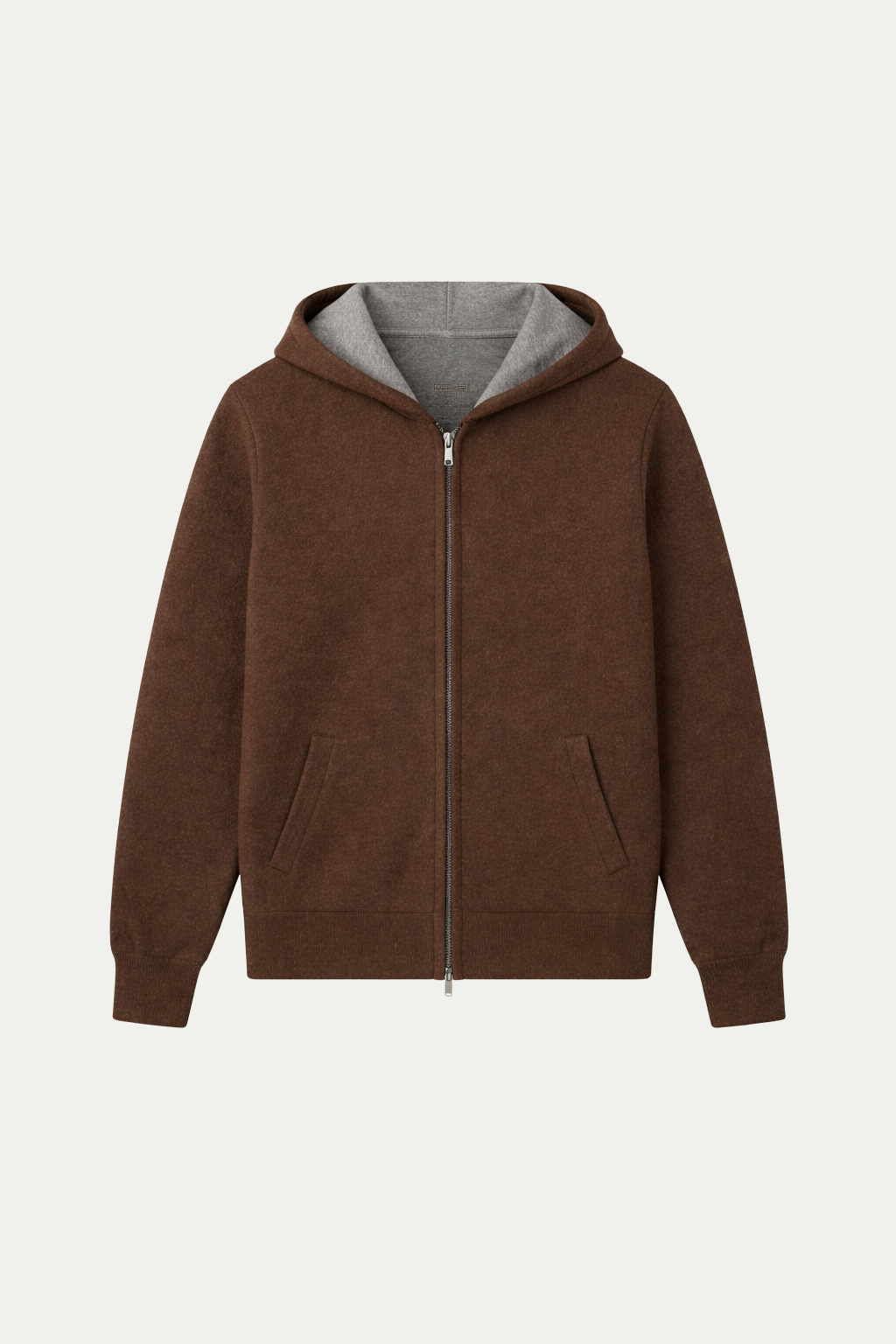 Reversible Hooded Zip Knit Brown & Gray