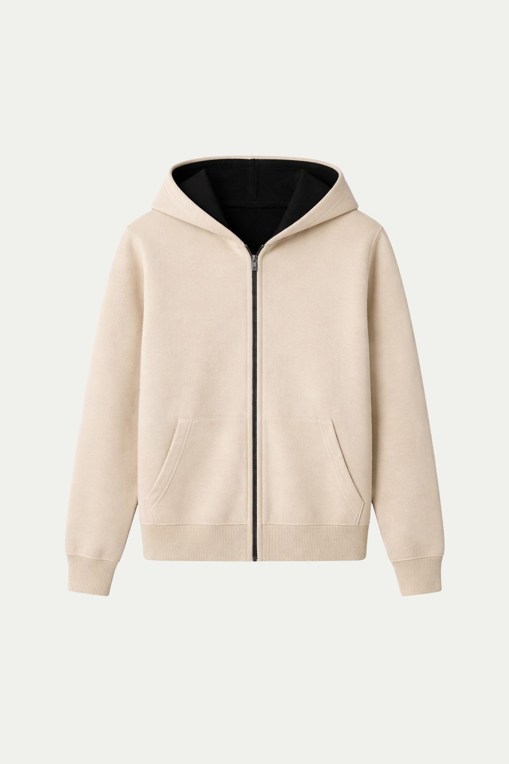 Reversible Hooded Zip Knit Ivory & Black