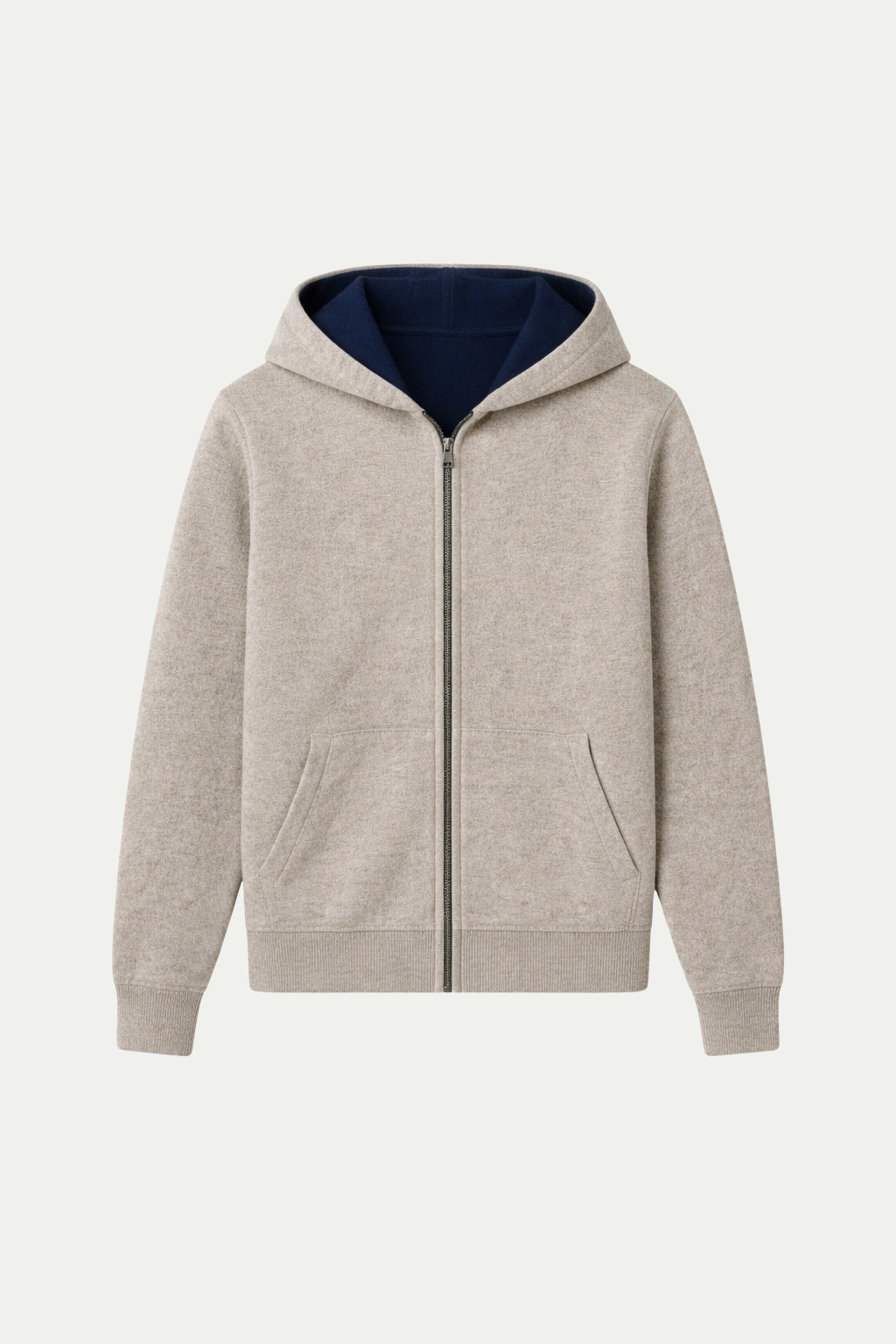 Reversible Hooded Zip Knit Gray & Blue