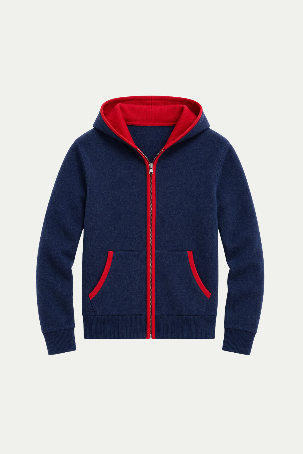 Hooded Cardigan Navy / Red