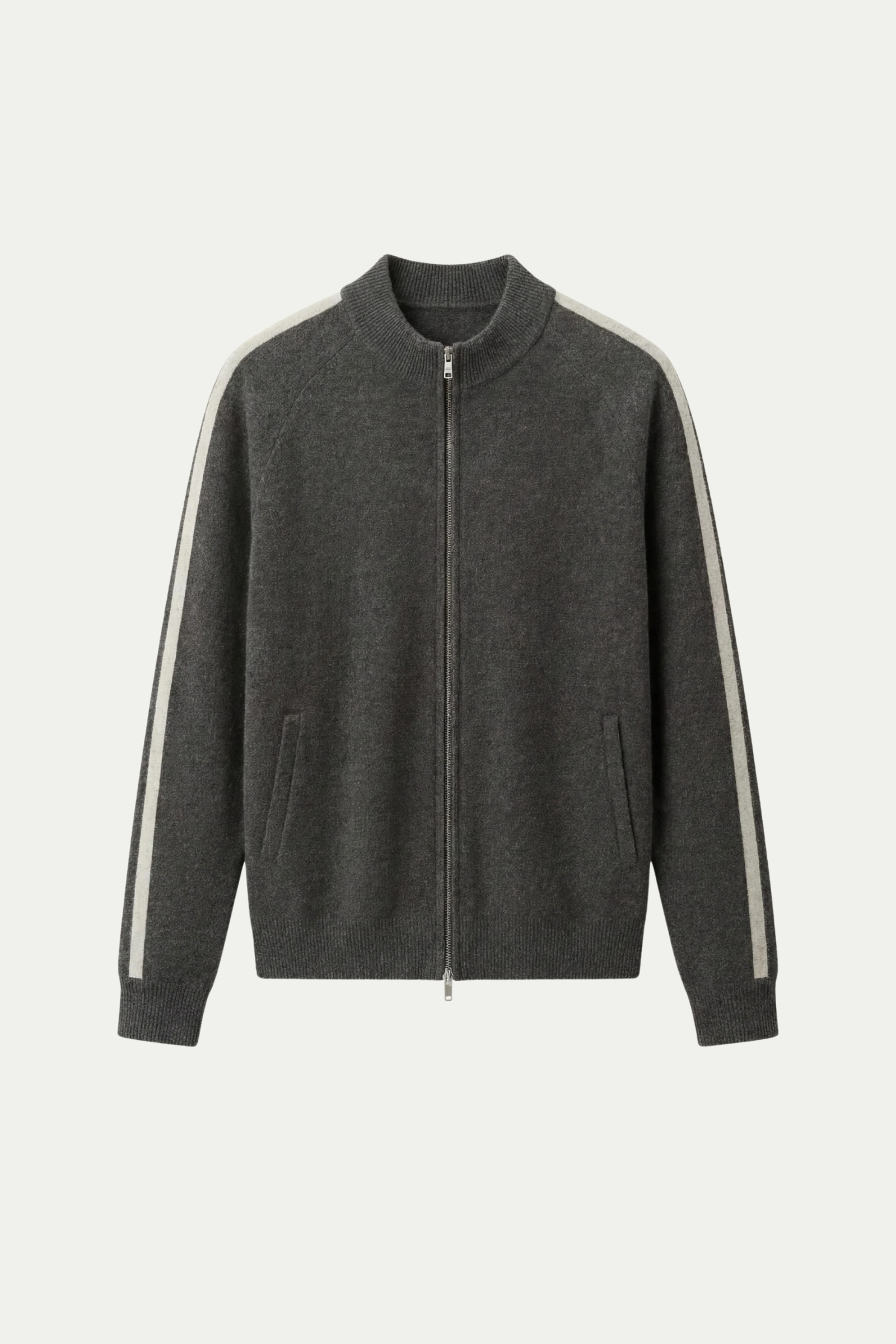 Rib Collar Zip Knit Dark Gray
