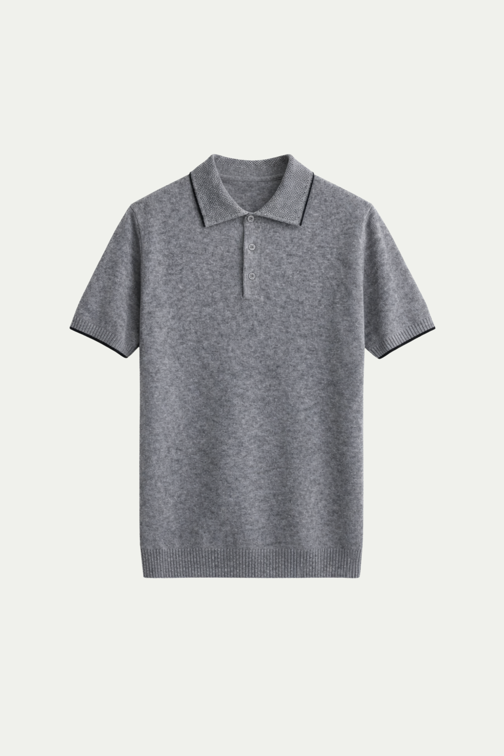 Fine Striped Knit Polo Light Gray
