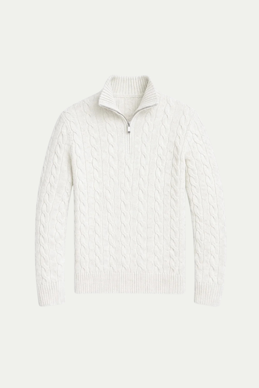 Classic Cable Quarter Zip White