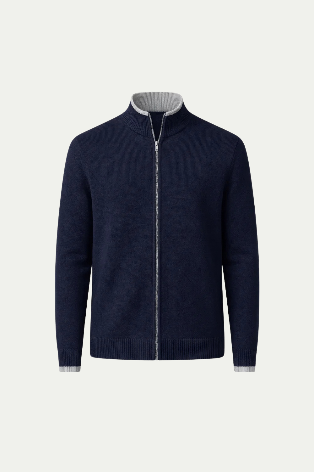 Refined Full Zip Knit Navy / Light Grey