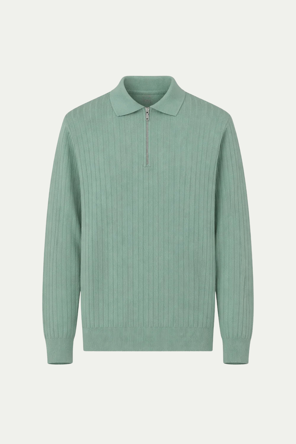 Ribbed Half-Zip Light Green