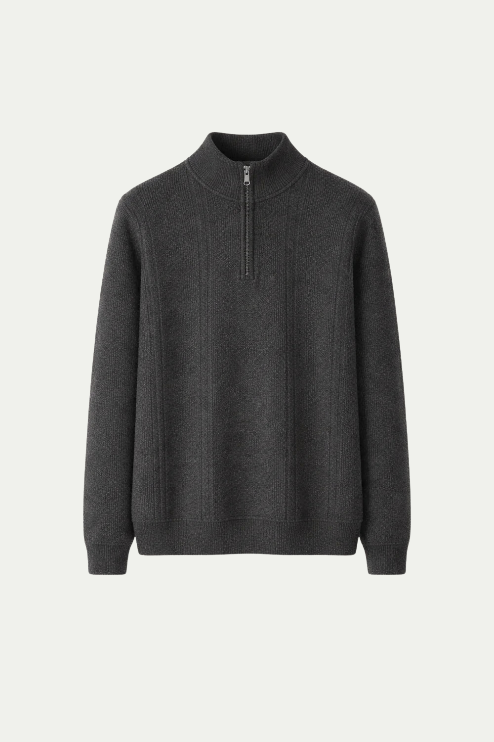 Ribbed Quarter Zip Dark Grey