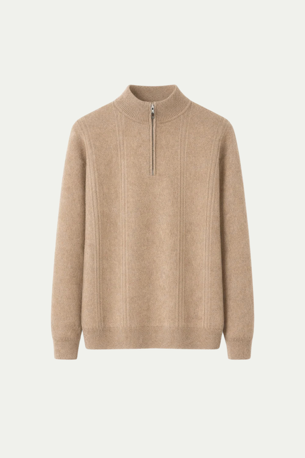 Ribbed Quarter Zip Sand