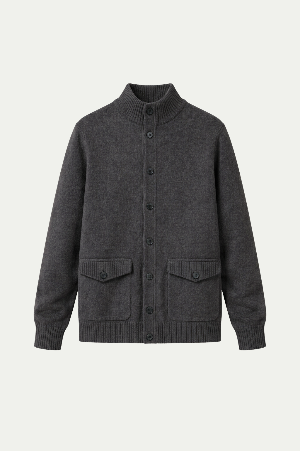Knit Button Cardigan Dark Gray